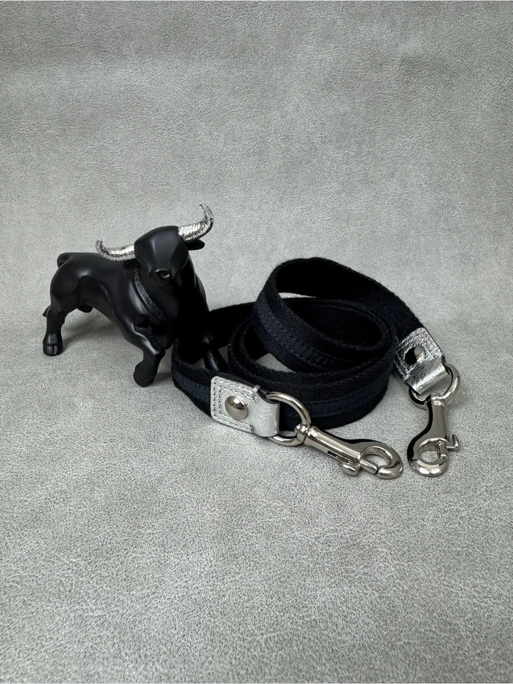 Coach Black Webbing Messenger Bag Strap with Silver Hardware